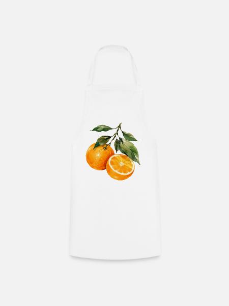 Orangen Aquarell Obstzweig - Kochschürze - Weiß
