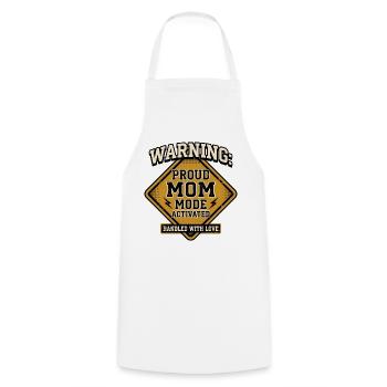 Warnung: Proud Mom Mode aktiviert - Kochschürze - Weiß - Vorne - AI Model Male 185 dark (185cm)
