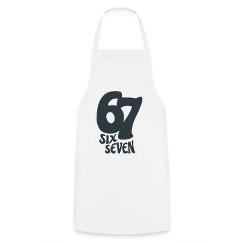 six seven | Zahlenduo 6 und 7 | Fröhliche Ziffern - Kochschürze - Weiß - Vorne - AI Model Male 185 dark (185cm)