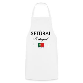 Setubal Portugal Koordinaten Reise Souvenir - Kochschürze - Weiß - Vorne - AI Model Male 185 dark (185cm)