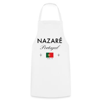 Nazare Portugal Koordinaten Reise Souvenir - Kochschürze - Weiß - Vorne - AI Model Male 185 dark (185cm)