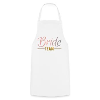 Bride Team Ringe Federn JGA Junggesellenabschied - Kochschürze - Weiß - Vorne - AI Model Male 185 dark (185cm)