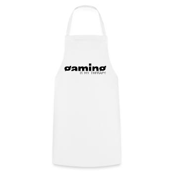Gaming is my therapy - Gamer Statement Design - Kochschürze - Weiß - Vorne - AI Model Male 185 dark (185cm)