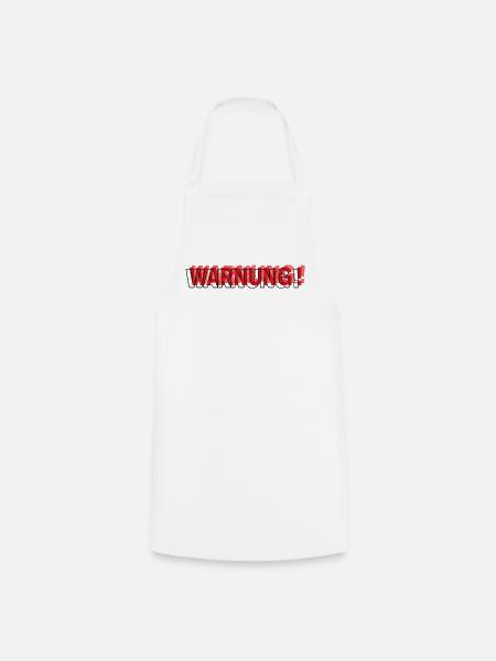 Warning - Modernes Statement Design - Kochschürze - Weiß