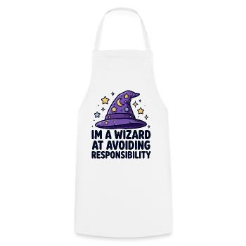 Wizard Avoiding Responsibility - Kochschürze - Weiß - Vorne - AI Model Male 185 dark (185cm)