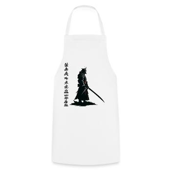 Samurai Shadow: Katana Noir - Cooking Apron - white - Front - AI Model Male 185 dark (185cm)