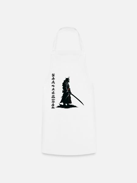 Samurai-Schatten: Katana Noir - Kochschürze - Weiß