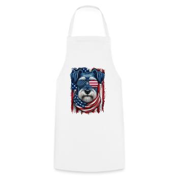 Patriotischer US-Schnauzer Stars Stripes Pride - Kochschürze - Weiß - Vorne - AI Model Male 185 dark (185cm)