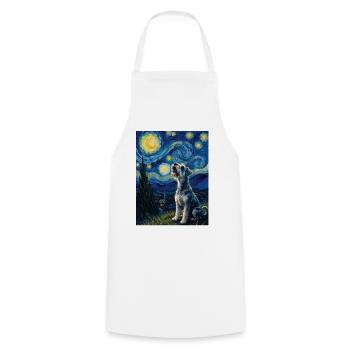 Sternennacht-Schnauzer-Kunstparodie-Porträt - Kochschürze - Weiß - Vorne - AI Model Male 185 dark (185cm)