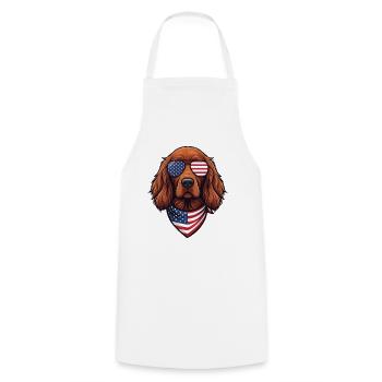 Patriotic Irish Setter - Red Setter Dog Mom Dad - Cooking Apron - white - Front - AI Model Male 185 dark (185cm)