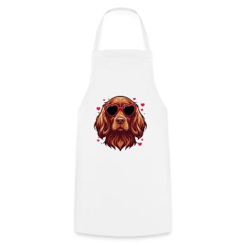 Irish Setter Valentine - Red Setter Dog Mom Dad - Cooking Apron - white - Front - AI Model Male 185 dark (185cm)