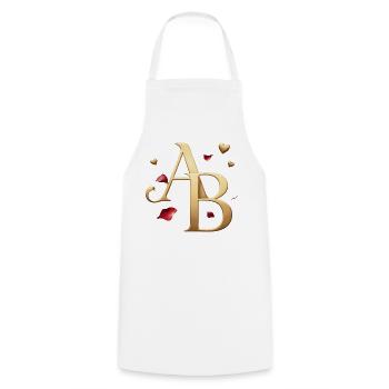 Goldenes AB Monogramm - Kochschürze - Weiß - Vorne - AI Model Male 185 dark (185cm)