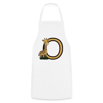 Girafe et dessin animé ovale en lettre O - Tablier de cuisine - blanc - Devant - AI Model Male 185 dark (185cm)