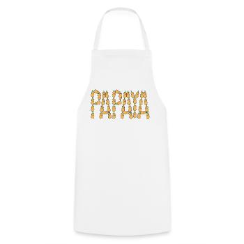 Papaya-Typografie - Kochschürze - Weiß - Vorne - AI Model Male 185 dark (185cm)