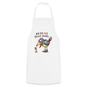 Ich bin der frühe Vogel Lustiges Spruch Motiv - Kochschürze - Weiß - Vorne - AI Model Male 185 dark (185cm)
