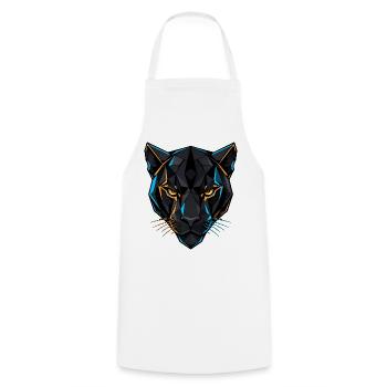 Neon Panther – Wilde Präzision - Kochschürze - Weiß - Vorne - AI Model Male 185 dark (185cm)