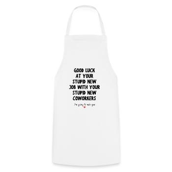 Good Luck at Your New Job Funny Goodbye Quote - Cooking Apron - white - Front - AI Model Male 185 dark (185cm)
