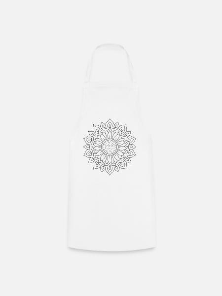 Sunflower Mandala Coloring Book - Cooking Apron - white