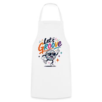 Let's Groove Disco Kugel Retro Party - Kochschürze - Weiß - Vorne - AI Model Male 185 dark (185cm)