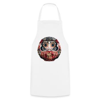 Geometrische Daruma Muster Origami Daruma  - Kochschürze - Weiß - Vorne - AI Model Male 185 dark (185cm)
