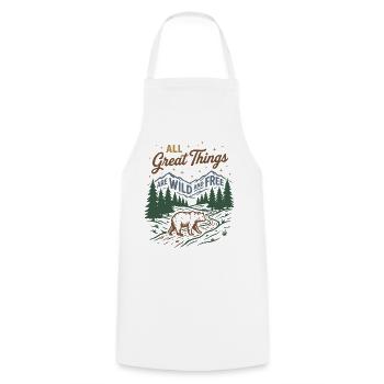 Mountains - All Great Things Are Wild and Free - Cooking Apron - white - Front - AI Model Male 185 dark (185cm)