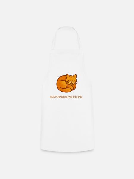 Katzenkuschler - Kuschelkatze Motiv - Kochschürze - Weiß