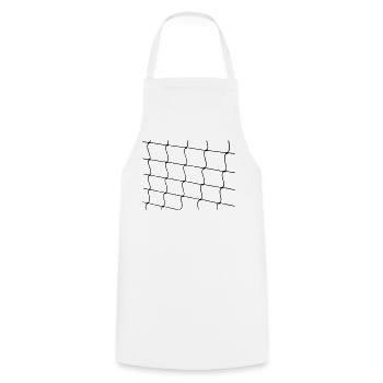 Netz aus Strick mit Knoten - Kochschürze - Weiß - Vorne - AI Model Male 185 dark (185cm)