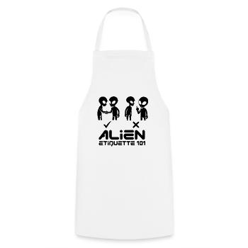 Alien Etqiuette 101 Black - Cooking Apron - white - Front - AI Model Male 185 dark (185cm)