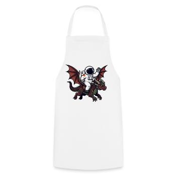 Astronautenreiter auf Dragon - Kochschürze - Weiß - Vorne - AI Model Male 185 dark (185cm)