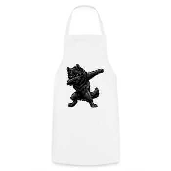 Dabbing Groenendael in comic style - Cooking Apron - white - Front - AI Model Male 185 dark (185cm)