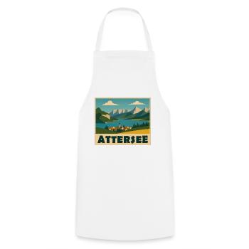 Attersee Minimal - Kochschürze - Weiß - Vorne - AI Model Male 185 dark (185cm)