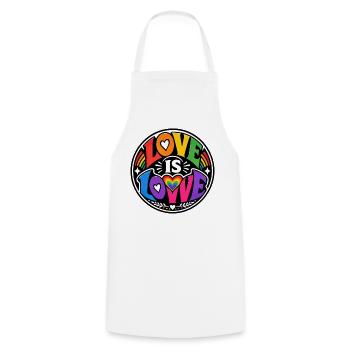Love Is Love Regenbogen Statement Retro CSD - Kochschürze - Weiß - Vorne - AI Model Male 185 dark (185cm)