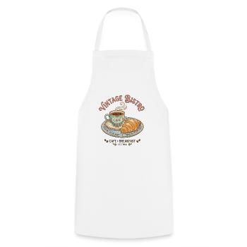 Vintage Bistro Kaffee Illustration - Kochschürze - Weiß - Vorne - AI Model Male 185 dark (185cm)