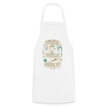 Commercial Diver Industrial Diver Dive Build Repeat - Cooking Apron - white - Front - AI Model Male 185 dark (185cm)
