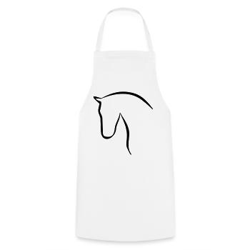 Pferd elegante Silhouette Pferdekopf - Kochschürze - Weiß - Vorne - AI Model Male 185 dark (185cm)