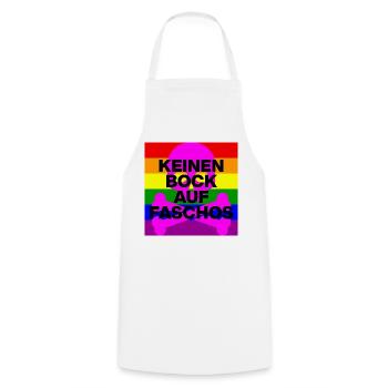 KEINEN BOCK AUF FASCHOS, NO NZS, NO AFD, PINK - Kochschürze - Weiß - Vorne - AI Model Male 185 dark (185cm)