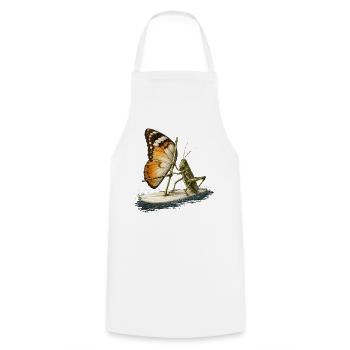 Grashüpfer auf Surfbrett mit Schmetterling Segel - Kochschürze - Weiß - Vorne - AI Model Male 185 dark (185cm)