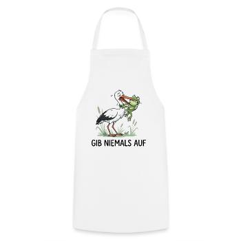 Gib niemals auf! – Lustiger Storch & Frosch - Kochschürze - Weiß - Vorne - AI Model Male 185 dark (185cm)
