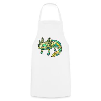 Geometric Axolotl Mosaic - Cooking Apron - white - Front - AI Model Male 185 dark (185cm)