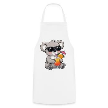 Koala Cocktail am Strand - Kochschürze - Weiß - Vorne - AI Model Male 185 dark (185cm)