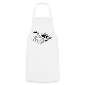 Lesen & Kaffee | Flucht - Kochschürze - Weiß - Vorne - AI Model Male 185 dark (185cm)