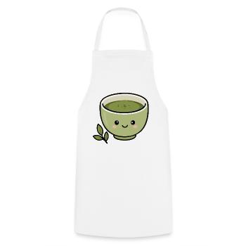 Cute Kawaii Matcha Tea Cup Sticker - Cooking Apron - white - Front - AI Model Male 185 dark (185cm)