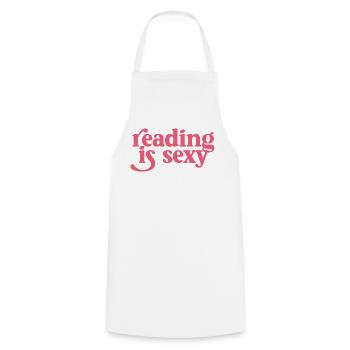 Reading Is Sexy – Retro Typography - Cooking Apron - white - Front - AI Model Male 185 dark (185cm)