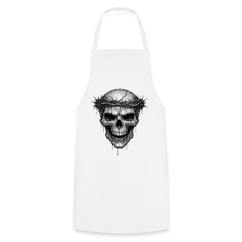 Thorn Crown Skull Gothic Horror-Grafik - Kochschürze - Weiß - Vorne - AI Model Male 185 dark (185cm)