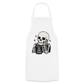 Zu müde, um zu existieren, Skelett-Kaffeetasse - Kochschürze - Weiß - Vorne - AI Model Male 185 dark (185cm)
