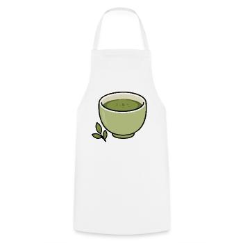 Minimalistische Matcha-Teetassen-Illustration - Kochschürze - Weiß - Vorne - AI Model Male 185 dark (185cm)