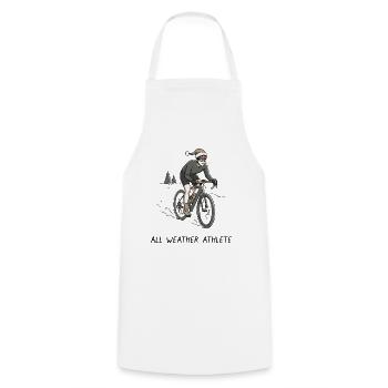 Vélo d’athlète tout temps - Tablier de cuisine - blanc - Devant - AI Model Male 185 dark (185cm)