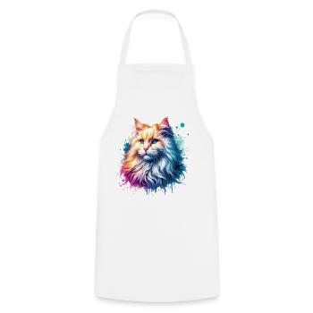 Motif du chat angora turc - Tablier de cuisine - blanc - Devant - AI Model Male 185 dark (185cm)