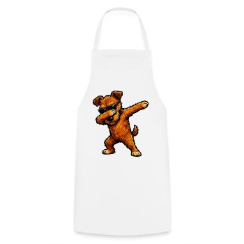Dabbing Irish Terrier in Comic Style - Cooking Apron - white - Front - AI Model Male 185 dark (185cm)