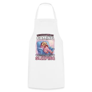 Jeux du week-end : Paresseux endormi - Tablier de cuisine - blanc - Devant - AI Model Male 185 dark (185cm)